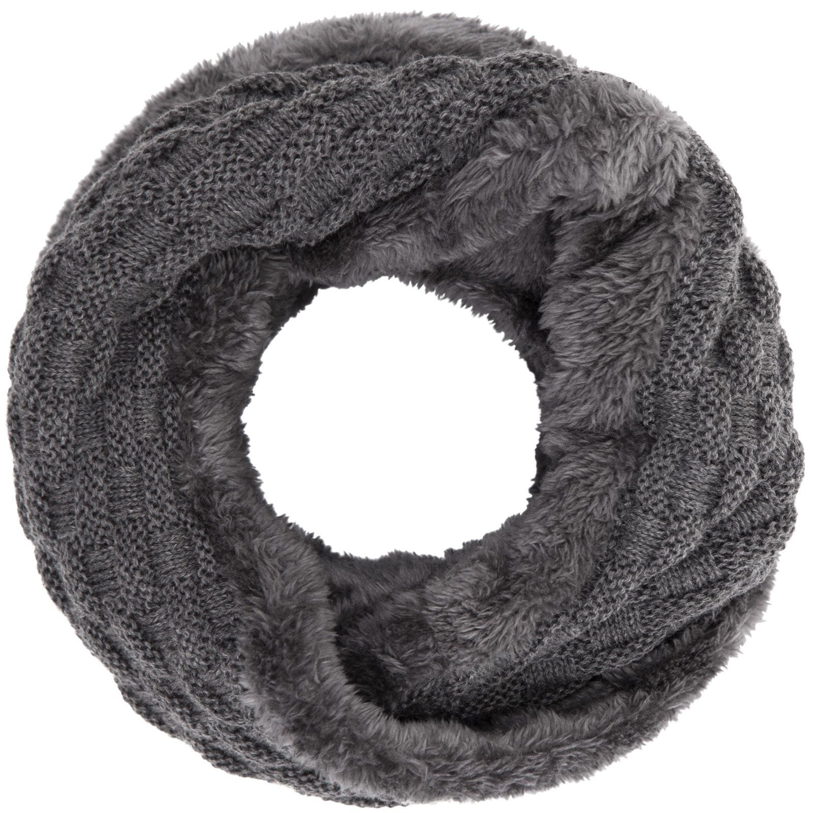 compagno Loop, (1-St), Winterschal Damen Loop gefüttert Winter Schal Loopschal Strickschal grau | Schals