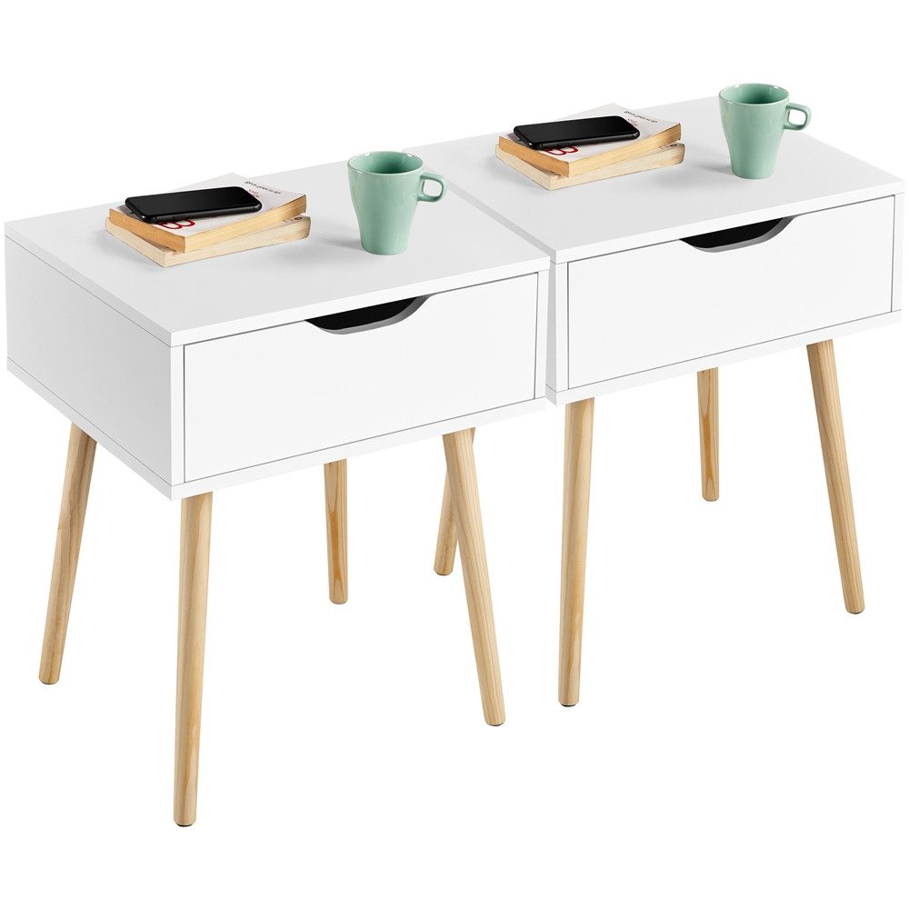 Yaheetech Nachttisch, 2 stk. Nachtschrank, stapelbarer Beistelltisch, Metallbeine, vintage