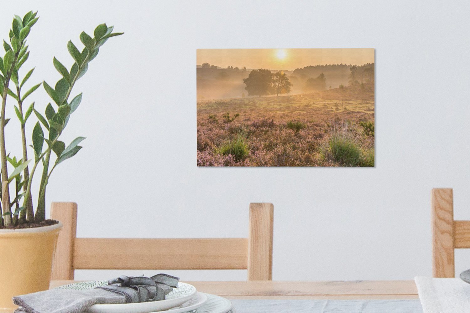 Wanddeko, Gelderland, Leinwandbilder, Ein Aufhängefertig, Sonnenaufgang (1 Veluwezoom-Nationalpark OneMillionCanvasses® 30x20 cm dem in St), über Leinwandbild Wandbild