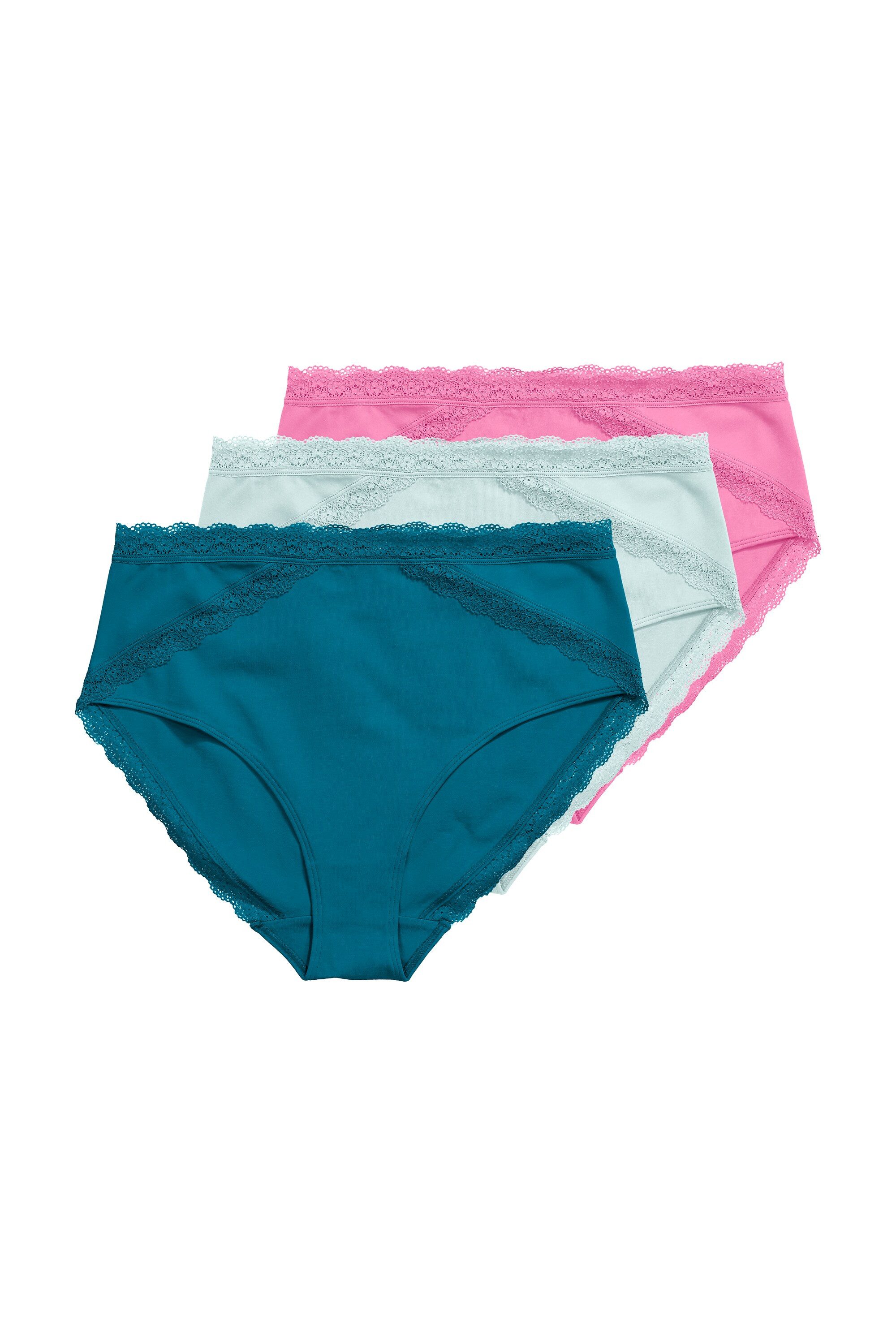 Ulla Popken Slip Midislips 3er-Pack Spitzenband