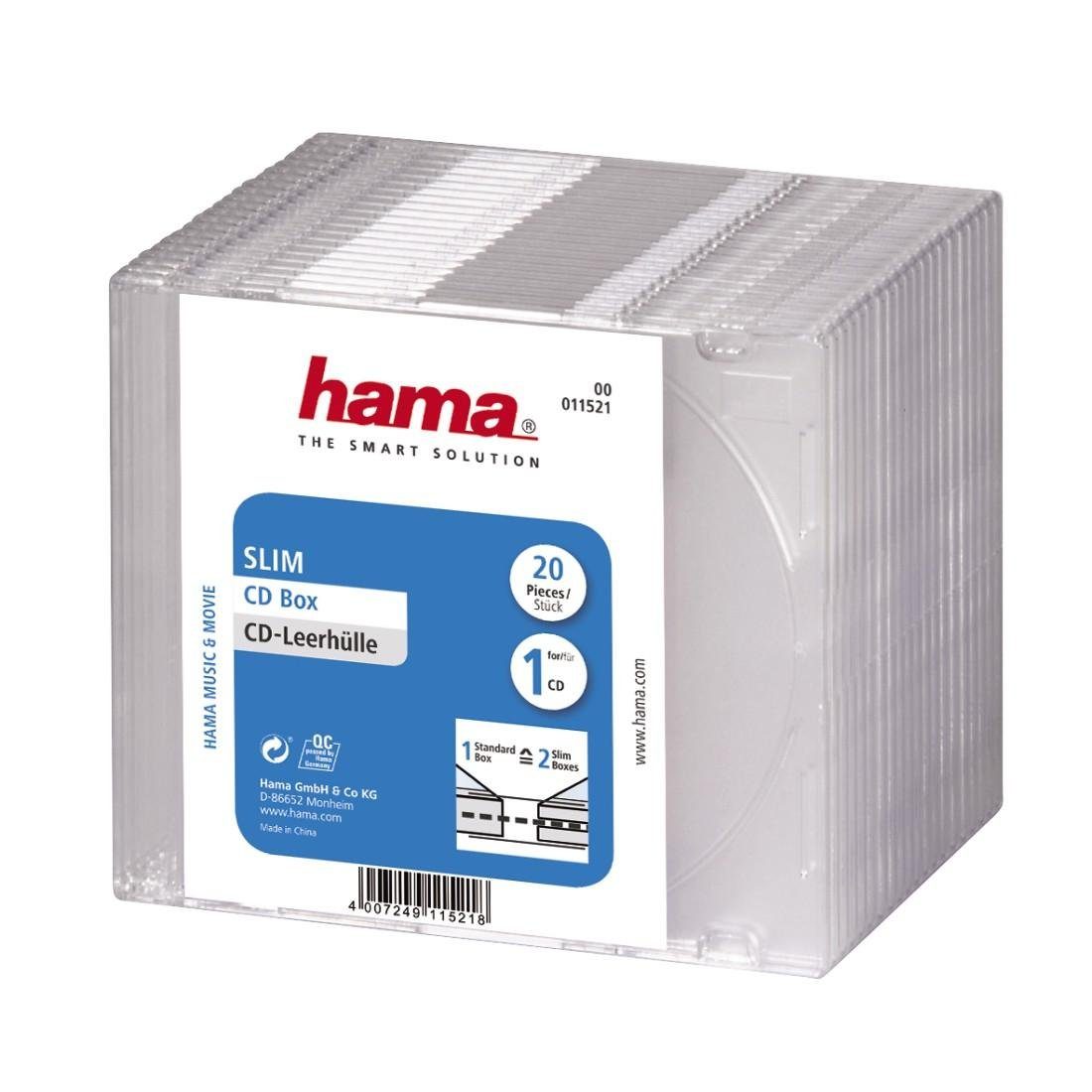Hama CD-Hülle CD Slim Box, 20er Pack, Transparent, Schutzhülle, Hülle, Schutzcase