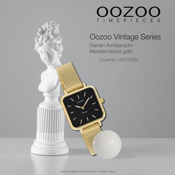 OOZOO Quarzuhr Oozoo Damen Armbanduhr Vintage Series, (Analoguhr), Damenuhr rechteckig, klein (26x26mm) Metall, Mesharmband, Casual-Style