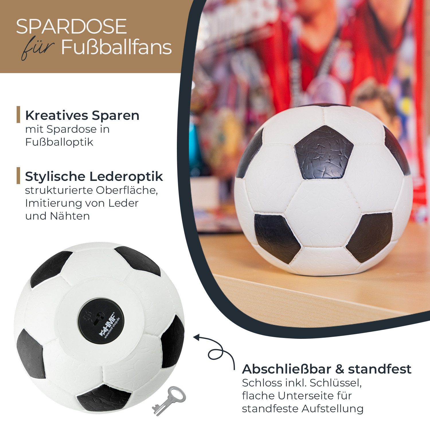 HMF Spardose 4790-01 Spardose Fußball, 15 cm Durchmesser, schwarz-weiß günstig online kaufen