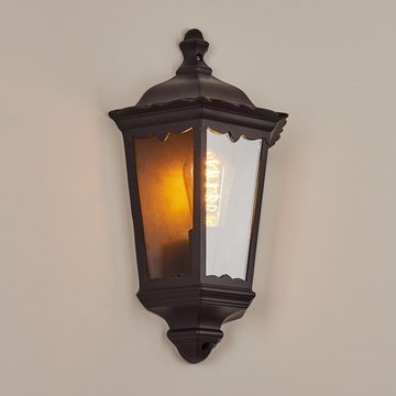 hofstein Außen-Wandleuchte »Viano« Wandlampe in antikem Look aus Metall/Glas in Schwarz-matt/Klar, ohne Leuchtmittel, Wandleuchte m. E27, Außenleuchte