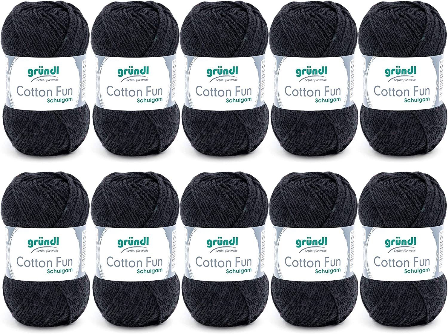 Gründl Cotton Fun Baumwollgarn 10x50g Strickgarn Häkelgarn Baumwolle Häkelwolle, (500g Paket Wolle zum Stricken und Häkeln, Nadelstärke 3 - 4 mm), 100% Baumwolle