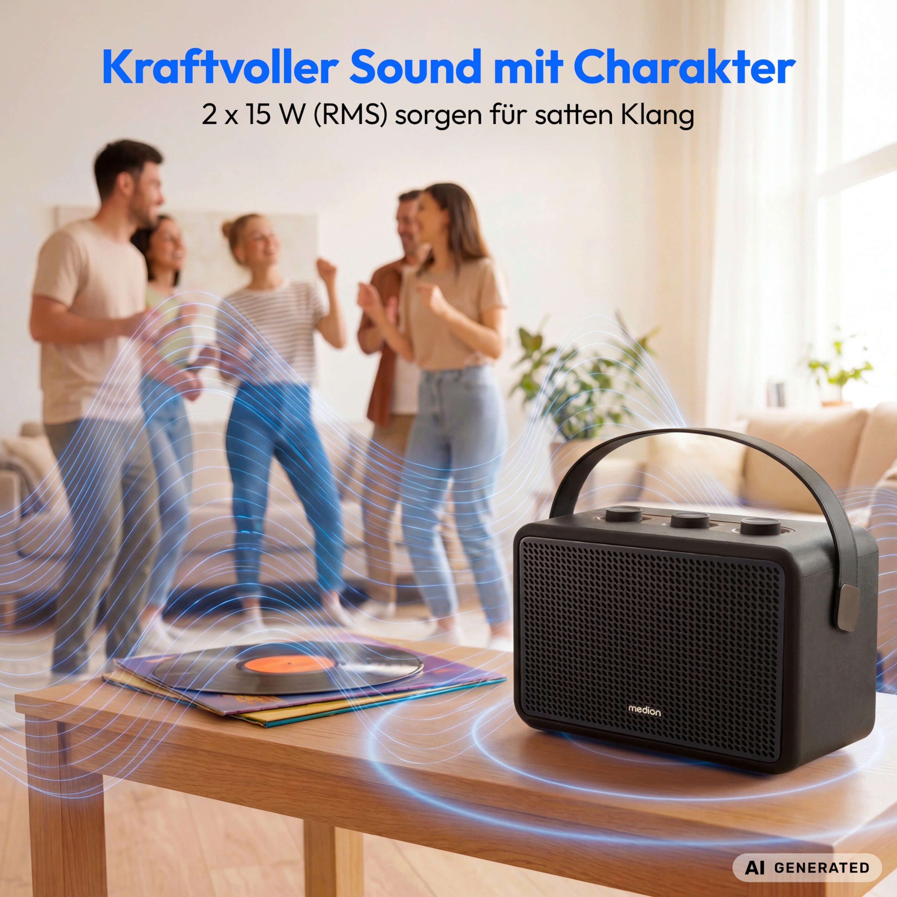 Medion® Medion Retro Bluetooth® Speaker LIFE BXO-1 (MD400008) Bluetooth-Lautsprecher (Bluetooth 5.3, 30 W) – Bild 3 von 5