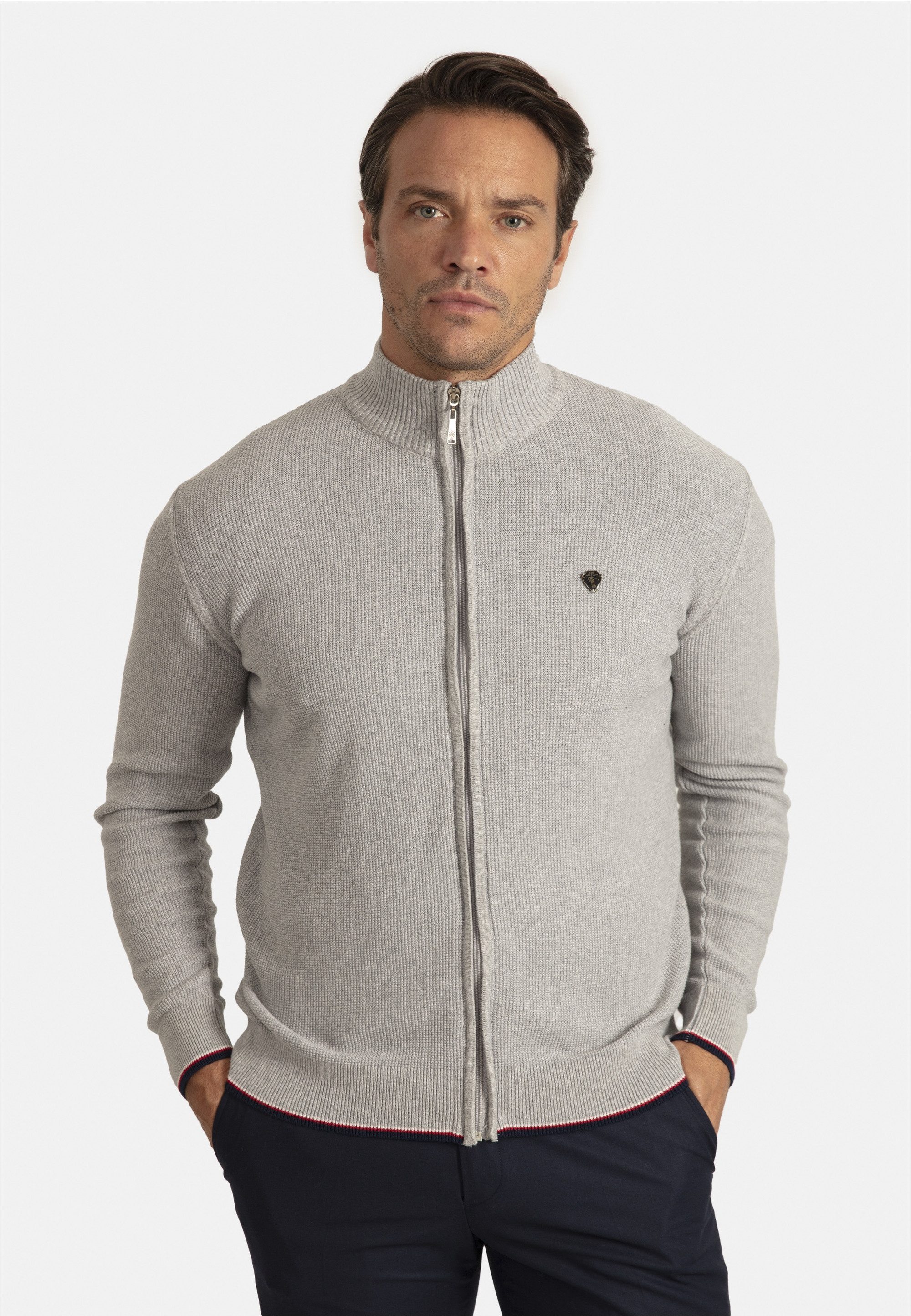 SIR RAYMOND TAILOR Strickjacke Sydney (1-tlg) mit kleinem Stehkragen