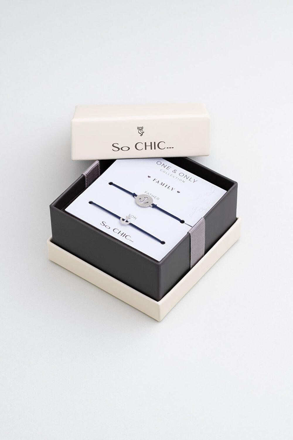 So CHIC... Armband Vater und Sohn 18K Weißgold plattiertes Silber Ankerarmband