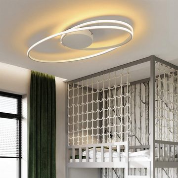 ZMH LED Deckenleuchte Wohnzimmer Modern Weiß in Ring-Design 36W Innen Deckenbeleuchtung, LED fest integriert, Warmweiß I, 3000K, Nicht Dimmbar