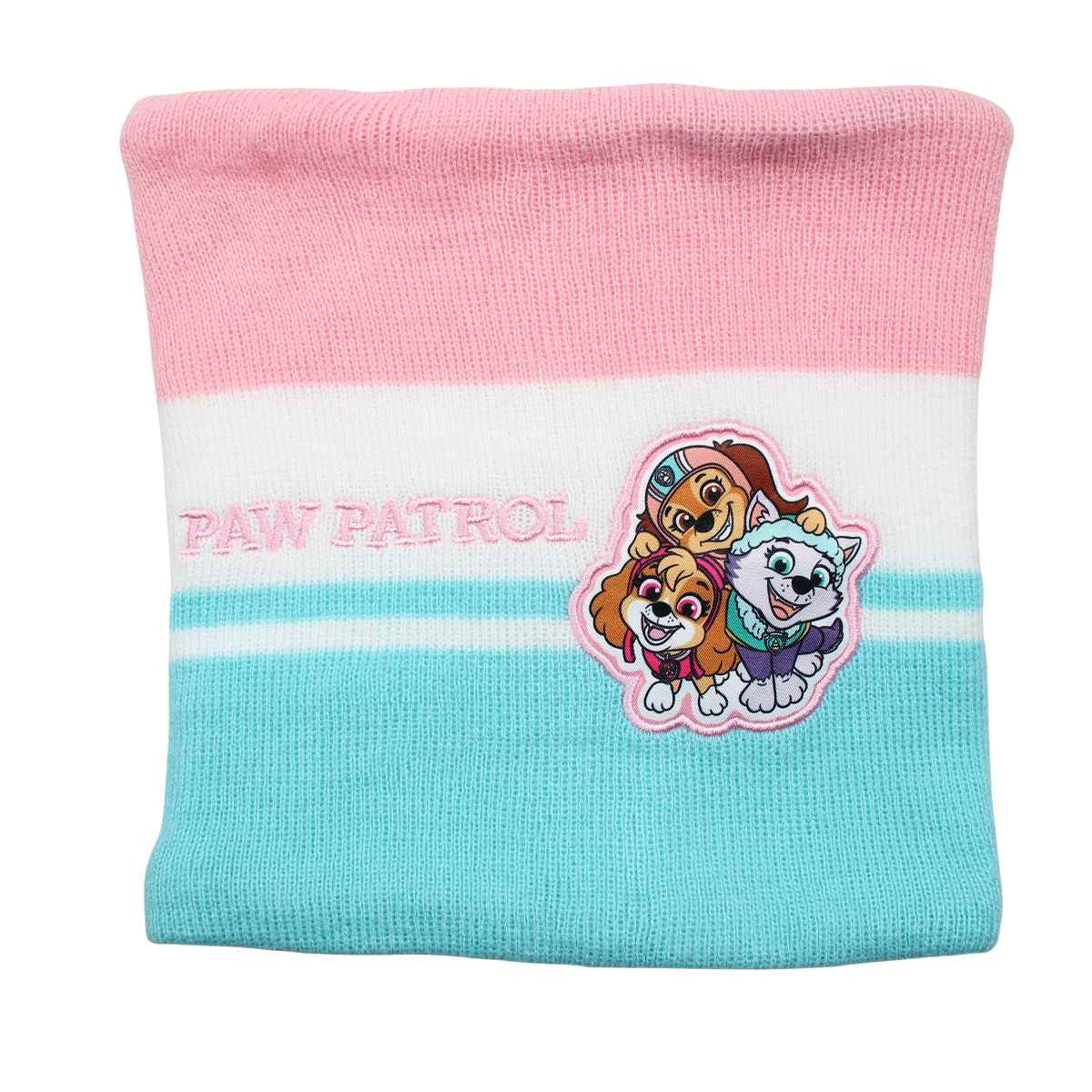PAW PATROL Bommelmütze Paw Patrol Skye Liberty Kinder 3tlg Wintermütze plus Handschuhe Snood Gr. 54