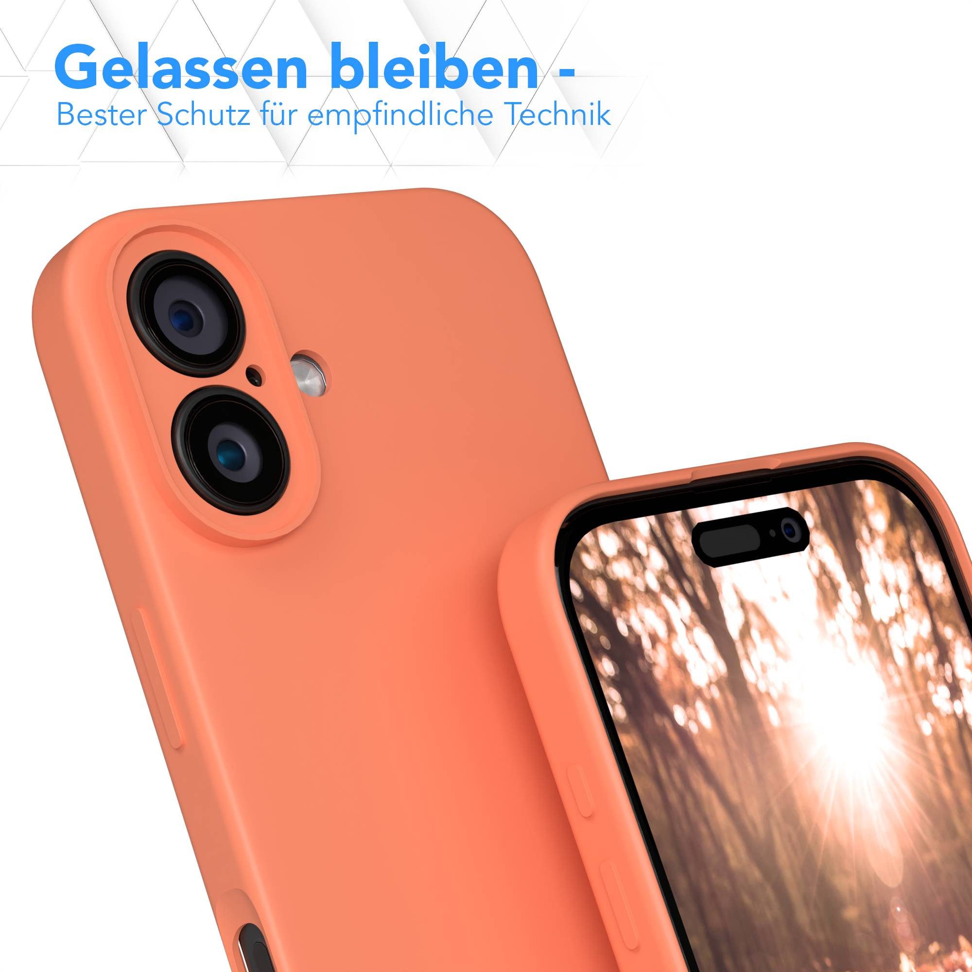 EAZY CASE Handyhülle für Apple iPhone 16 Hülle Silikon 6,1 Zoll, Schutzhülle mit Kameraschutz Telefonhülle elastisch Bumper tpu Orange – Bild 4 von 5
