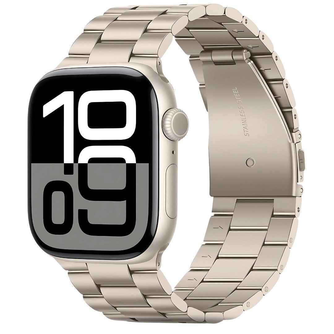 SmartUP Smartwatch-Armband für Apple Watch 1-10 / SE Ultra Metall Edelstahl Gliederarmband Ersatz, kompatibel mit allen Apple Watch Modellen, rostfreier Edelstahl