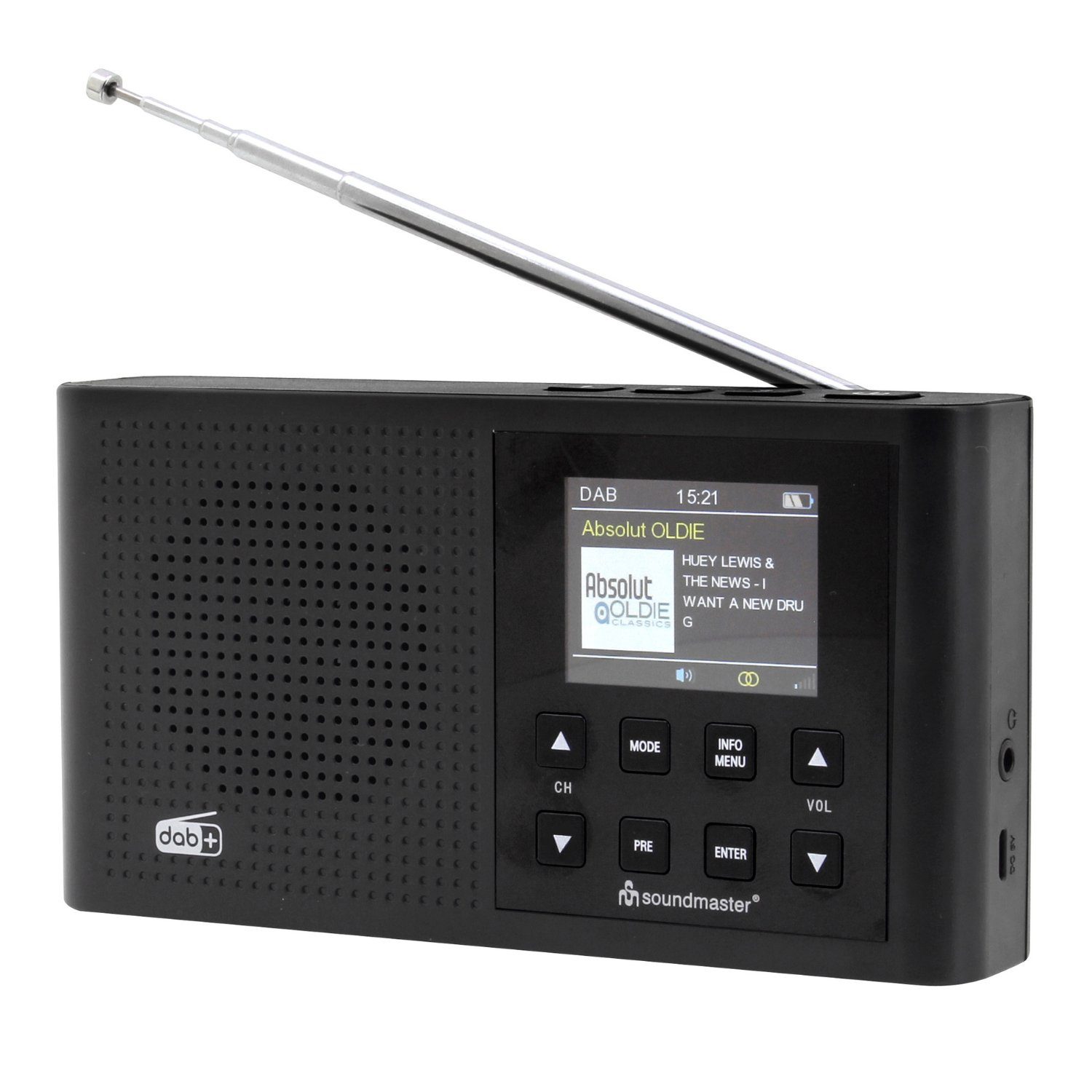 Soundmaster DAB165SW kleines Digitalradio DAB+ UKW-RDS Radio Akku Farbdisplay Digitalradio (DAB) (DAB+, UKW-RDS, 2 W, Persönliches Radio, Tragbares Radio, DAB+, Akku eingebaut)