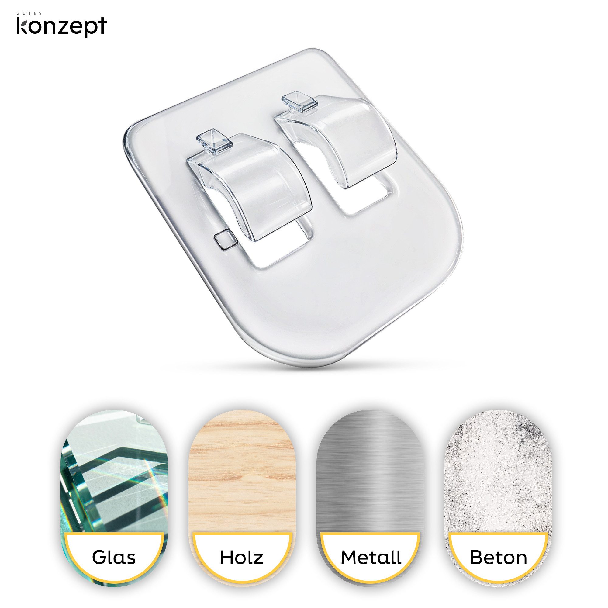 KONZEPT Klebehaken & Montagekleber,Fixierung auf jeder Oberfläche, Beton, Metall und Kunststoff – auch bei Regen, Hitze oder Frost, (100-St), Befestigungsset für Katzennetze, Taubennetze,LED-Streifen, Dekoartikel