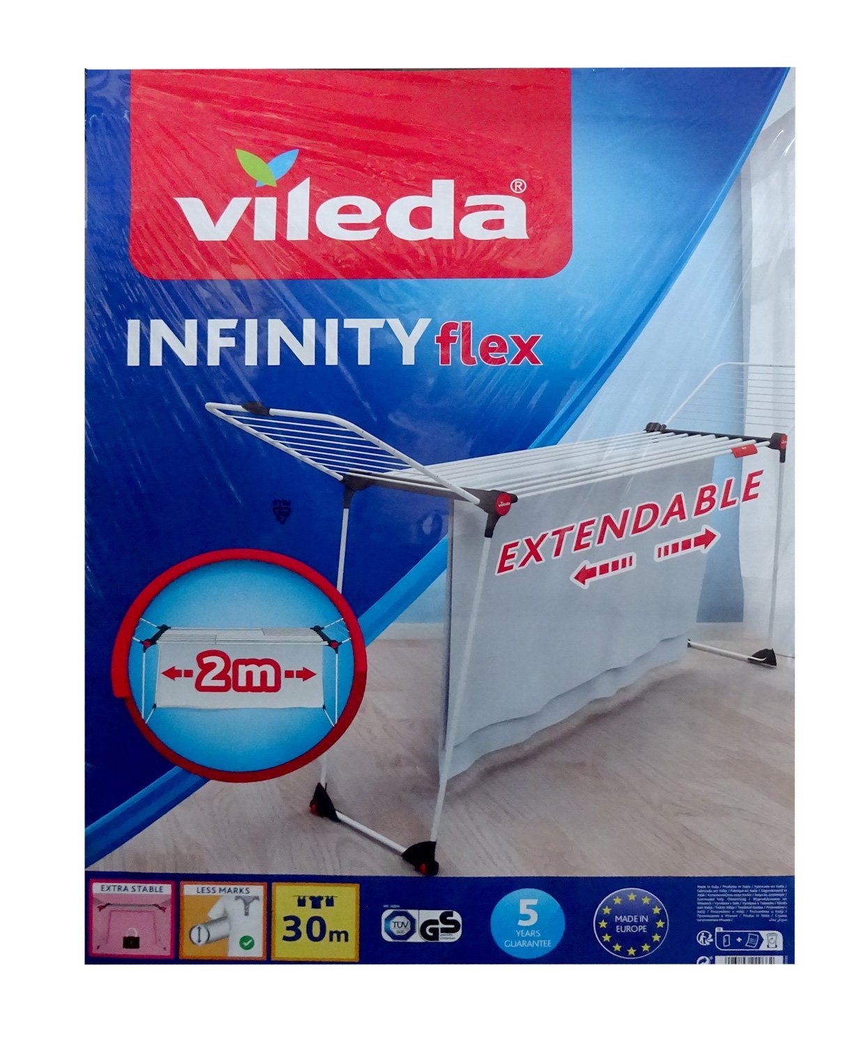 Vileda Tauchermaske Infinity Flex Wäscheständer verbreiterbar auf 2m (30m)