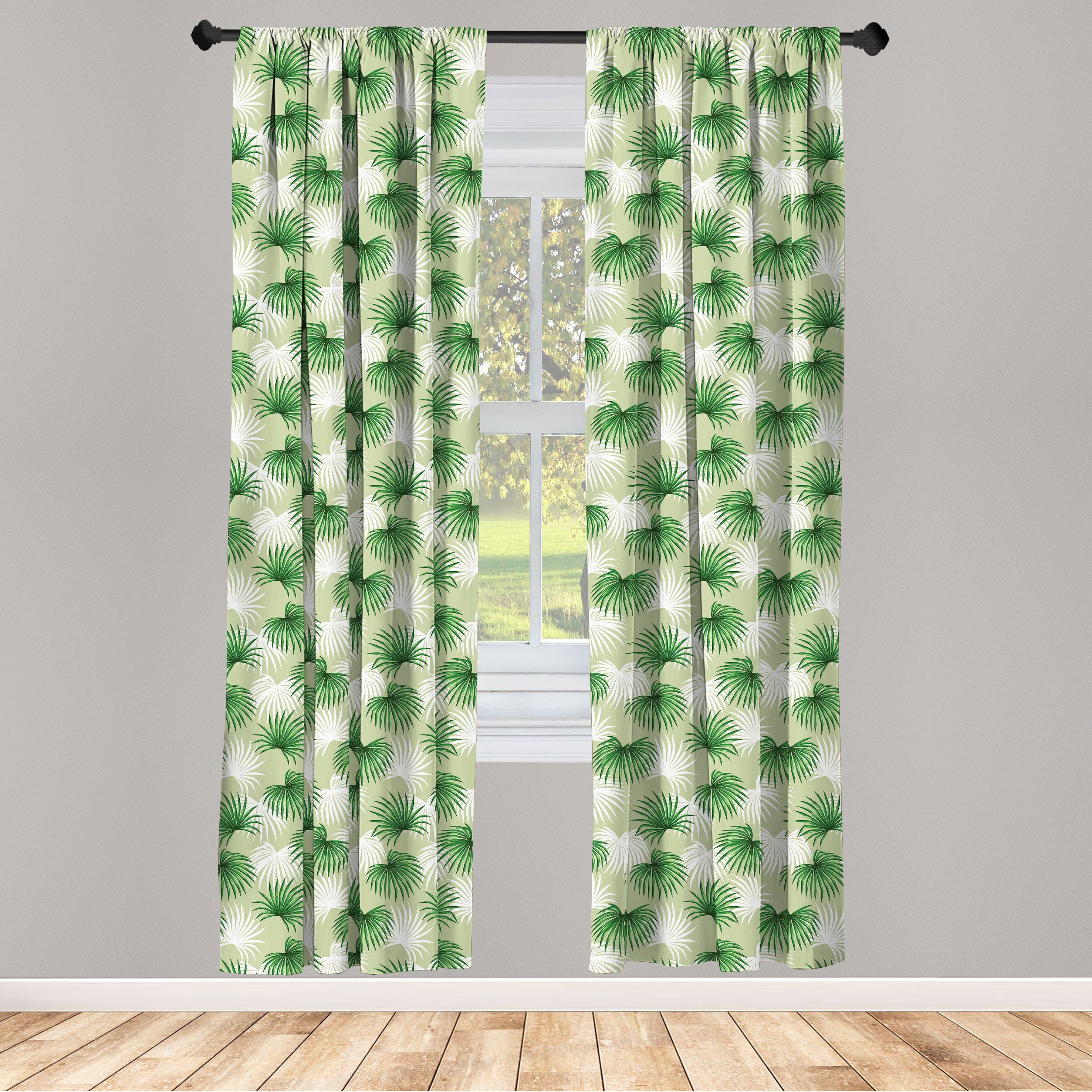 Gardine Vorhang für Wohnzimmer Schlafzimmer Dekor, Abakuhaus, Microfaser, Blatt Palm Tree Island Foliage