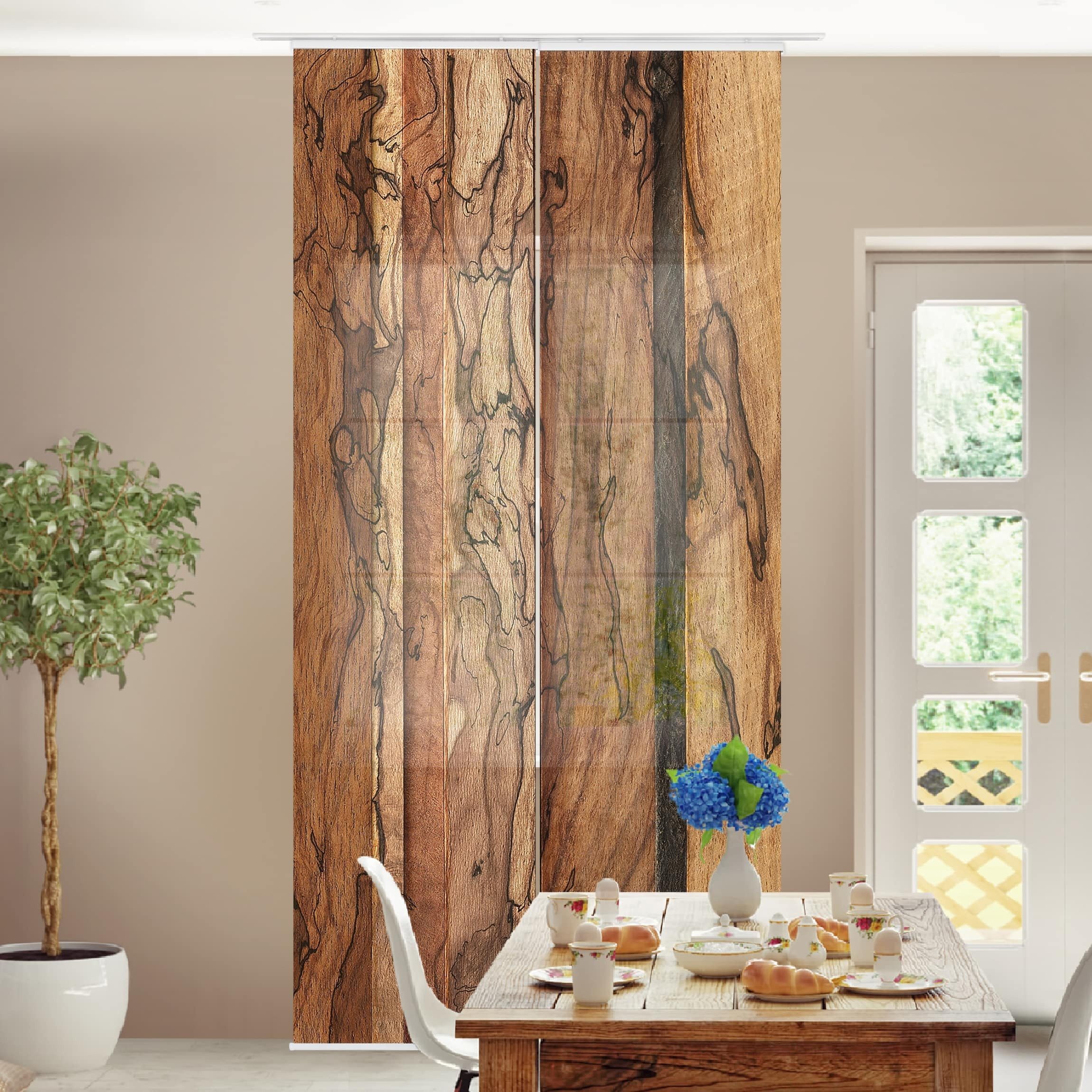 Bilderdepot24 Schiebegardine modern Flächenvorhang blickdicht Holzwand günstig online kaufen