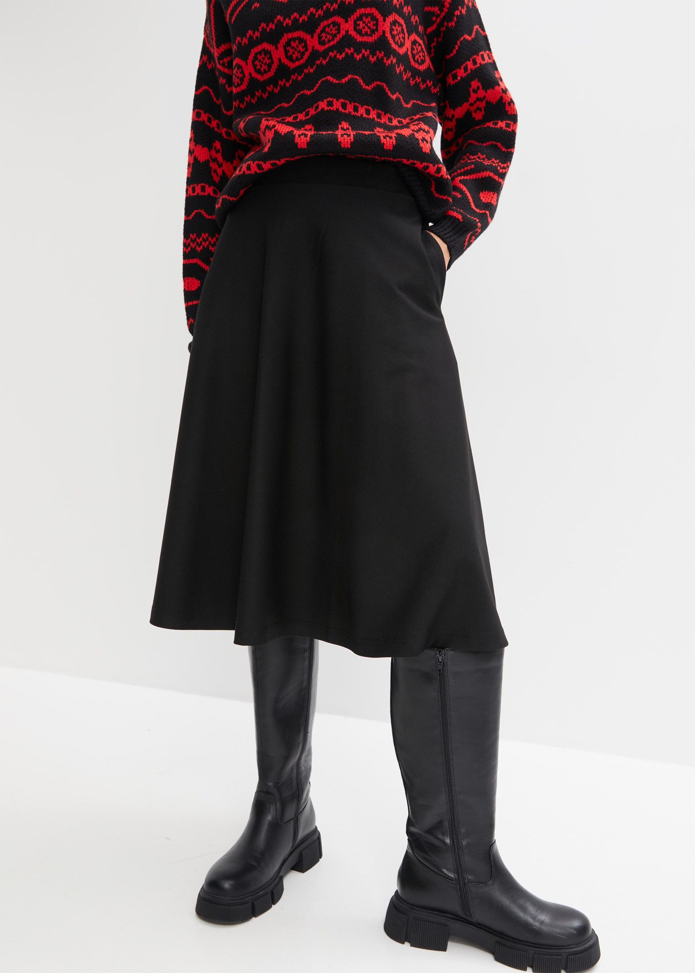 bonprix Midirock unifarben, mit Gummizug günstig online kaufen