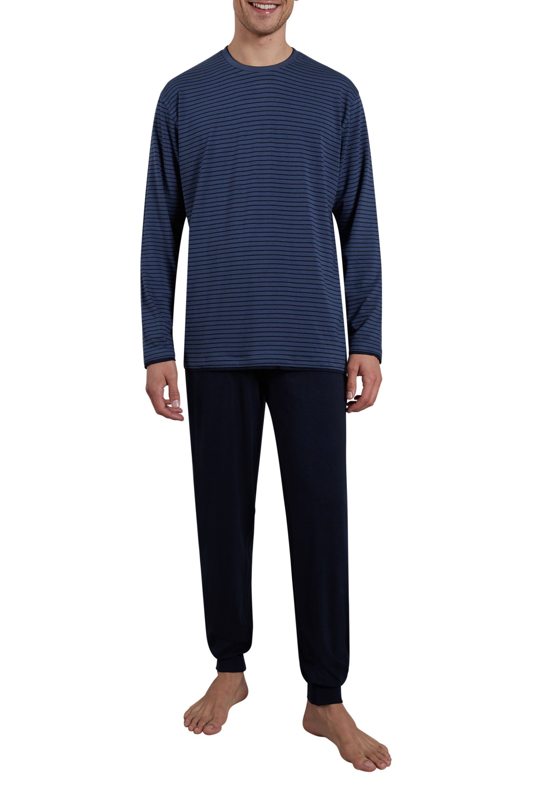 CECEBA Pyjama CECEBA Herren Pyjama blau längsgestreift (1 tlg)