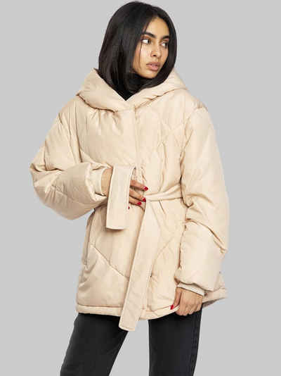 Freshlions Daunenjacke Puffer Jacke mit Bindegurt beige ML