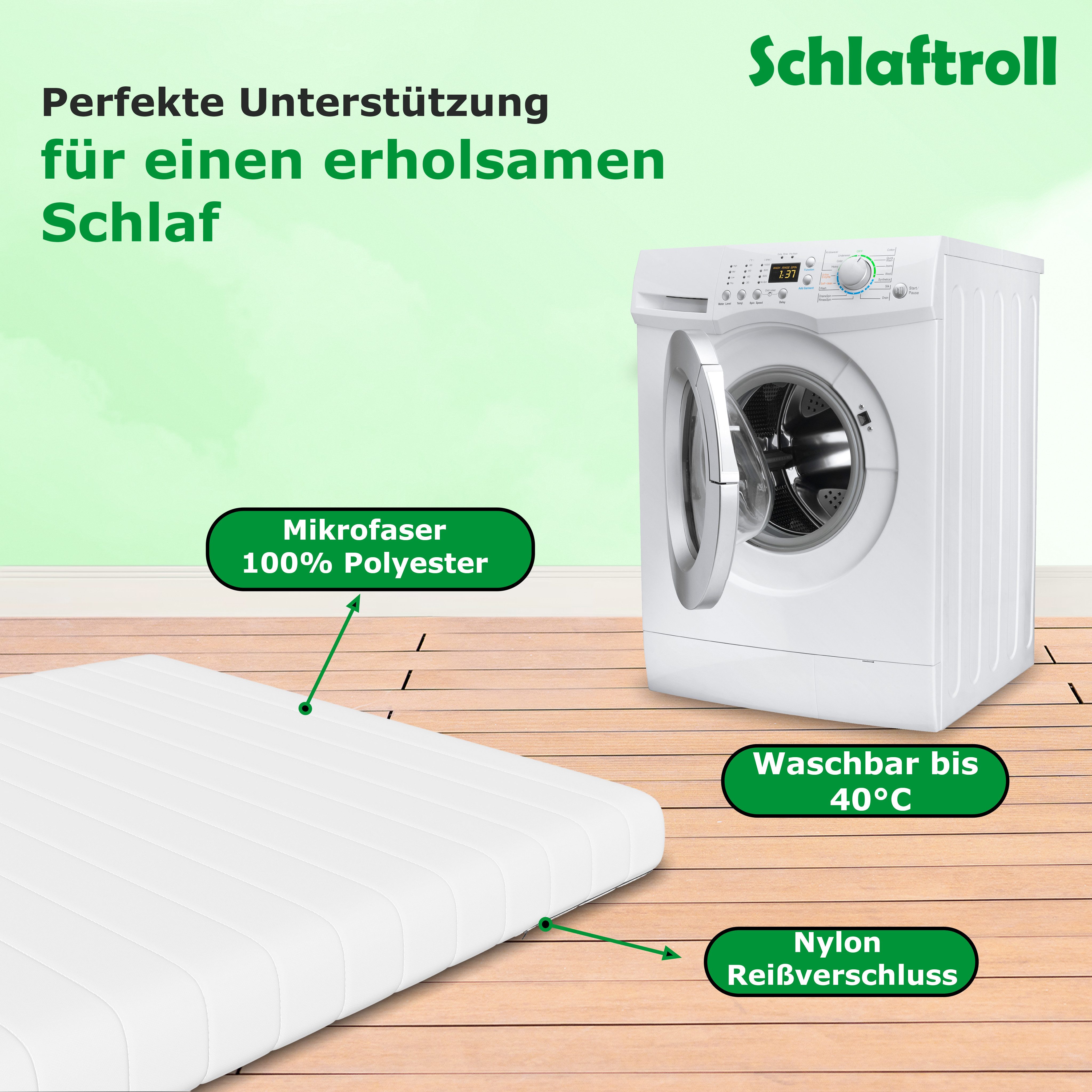 Kaltschaummatratze Premium 7-Zonen Wendematratze mit Härtegraden H2 und H3, Schlaftroll, 11 cm hoch, In verschiedenen Höhen und Größen erhältlich – Bild 4 von 5