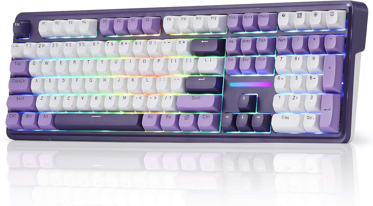 Redragon K745 Mechanical, RGB, 2.4Ghz/BT/Wired, Mint Mambo Switches Gaming-Tastatur (5-lagige Geräuschdämpfung, Full-Size-Layout mit 108 Tasten)