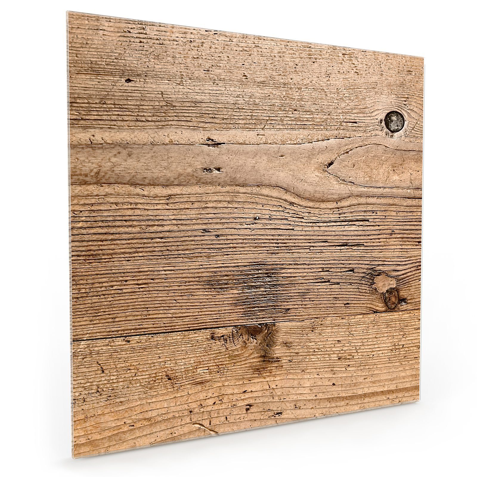 Primedeco Küchenrückwand Küchenrückwand Spritzschutz Glas mit Motiv Holz Panel