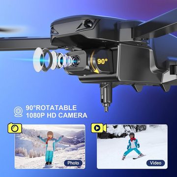 Tech Rc mit HD FPV 1080P kamera für Kinder, RC Mini Drohne (1080P, mit 2 AKKU, Kopflos Modus, 3D Flip, Höhenhaltung, Geschenk für Kinder)