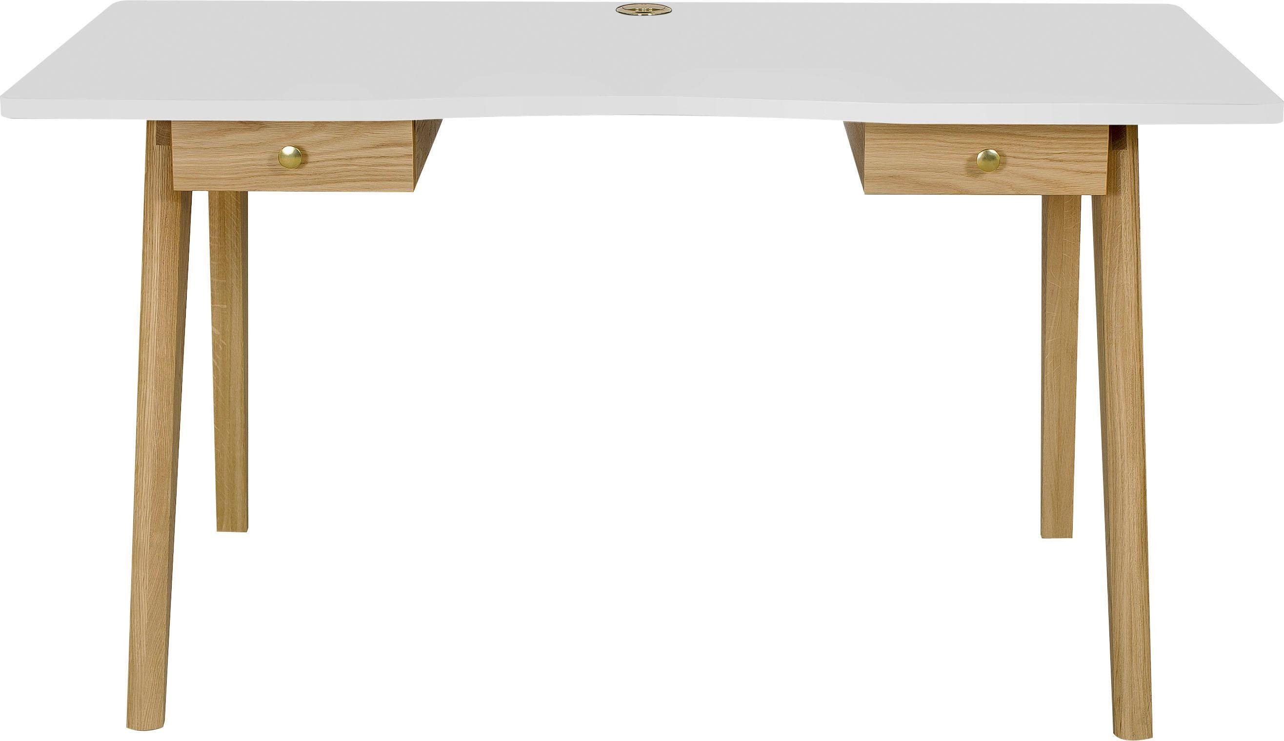 Woodman Schreibtisch Nice (B/T/H: 140/70/75 cm), im skandinavian Design, Tischbeine aus massiver Eiche, FSC®