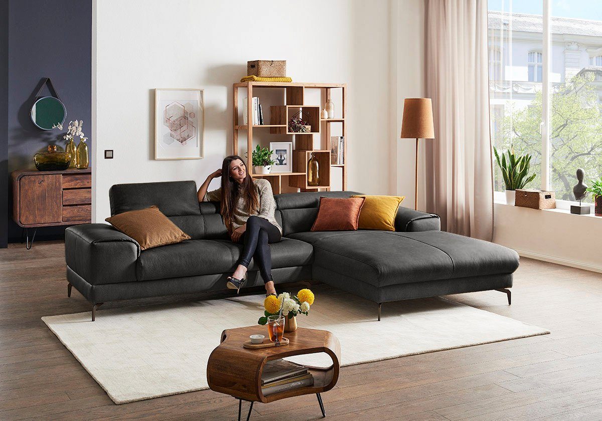 W.SCHILLIG Ecksofa Piedroo, Designsofa mit tollem Sitzkomfort, elegant und bequem, L-Form, Kopfteilverstellung, wahlweise mit Sitztiefenverstellung, Breite 303cm
