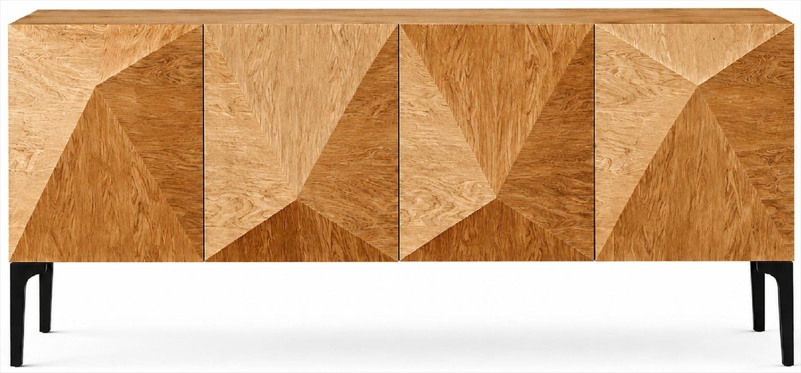 Xlmoebel Sideboard Sideboard Braun Schwarz Holz Modern Geometrische Front Kommode (1 St., 1-tlg)