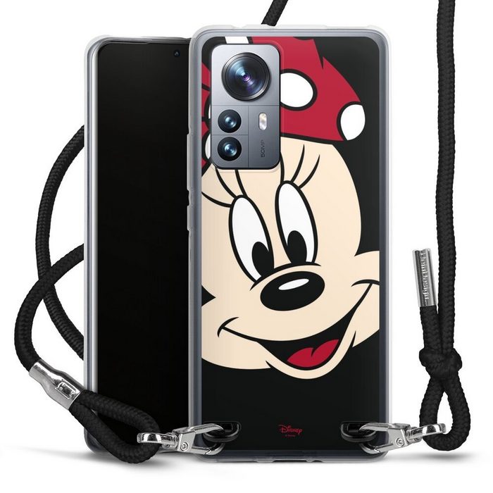 DeinDesign Handyhülle Minnie Mouse Disney Offizielles Lizenzprodukt Minnie All Over Xiaomi 12 Pro 5G Handykette Hülle mit Band Case zum Umhängen