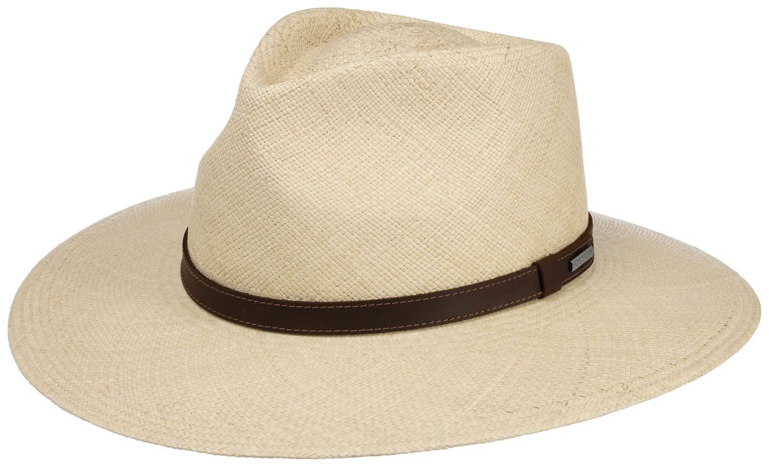 Stetson Strohhut Extra breiter Panamahut mit Ledergarnitur UV-Schutz 40+