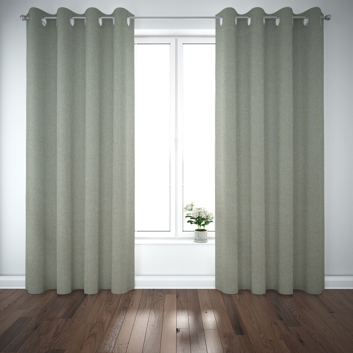 SCHÖNER LEBEN. Vorhang Gardine Dobbystoff Streifen grün beige 245cm von, Ösen, blickdicht, Kunstfaser, handmade