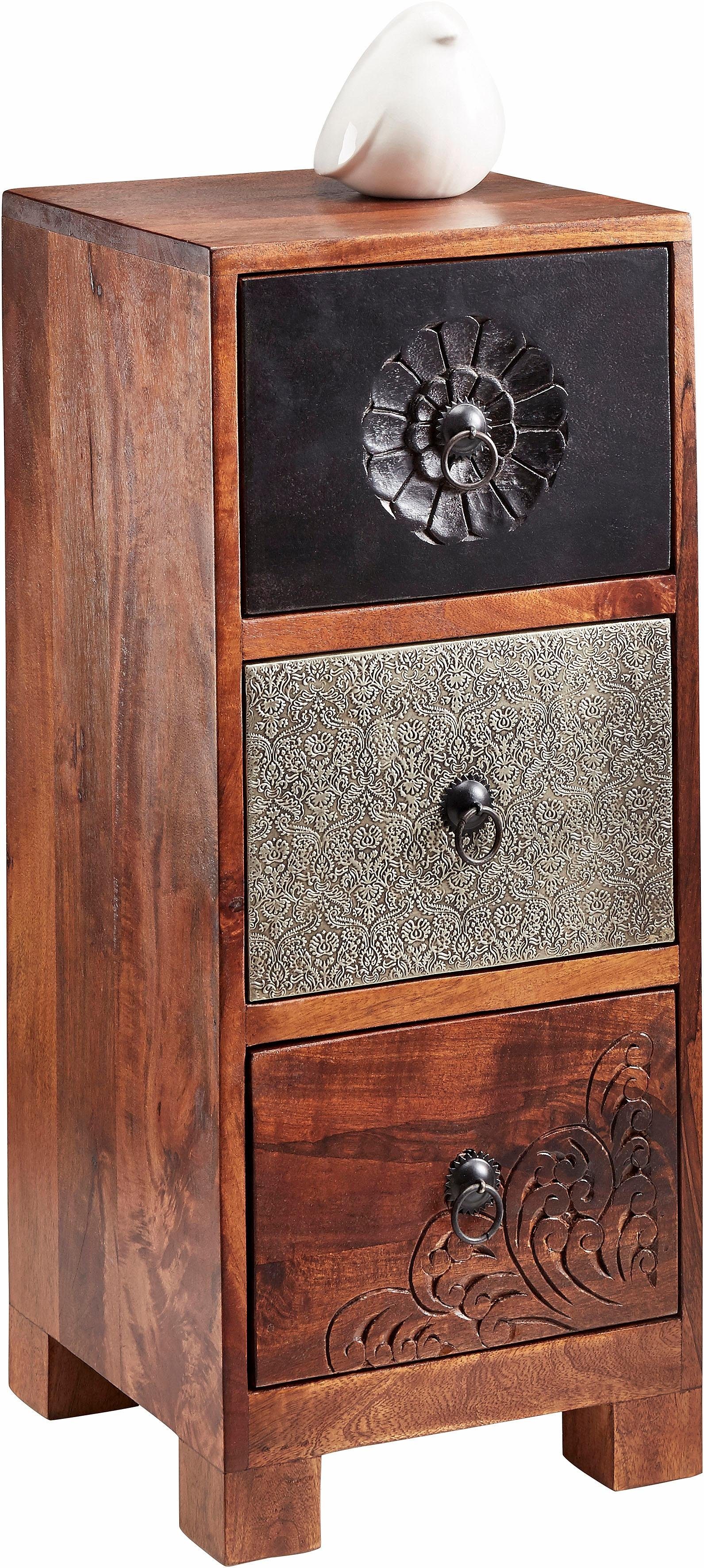 Home affaire Kommode Mahar, Breite 30 cm mit Metallfronten