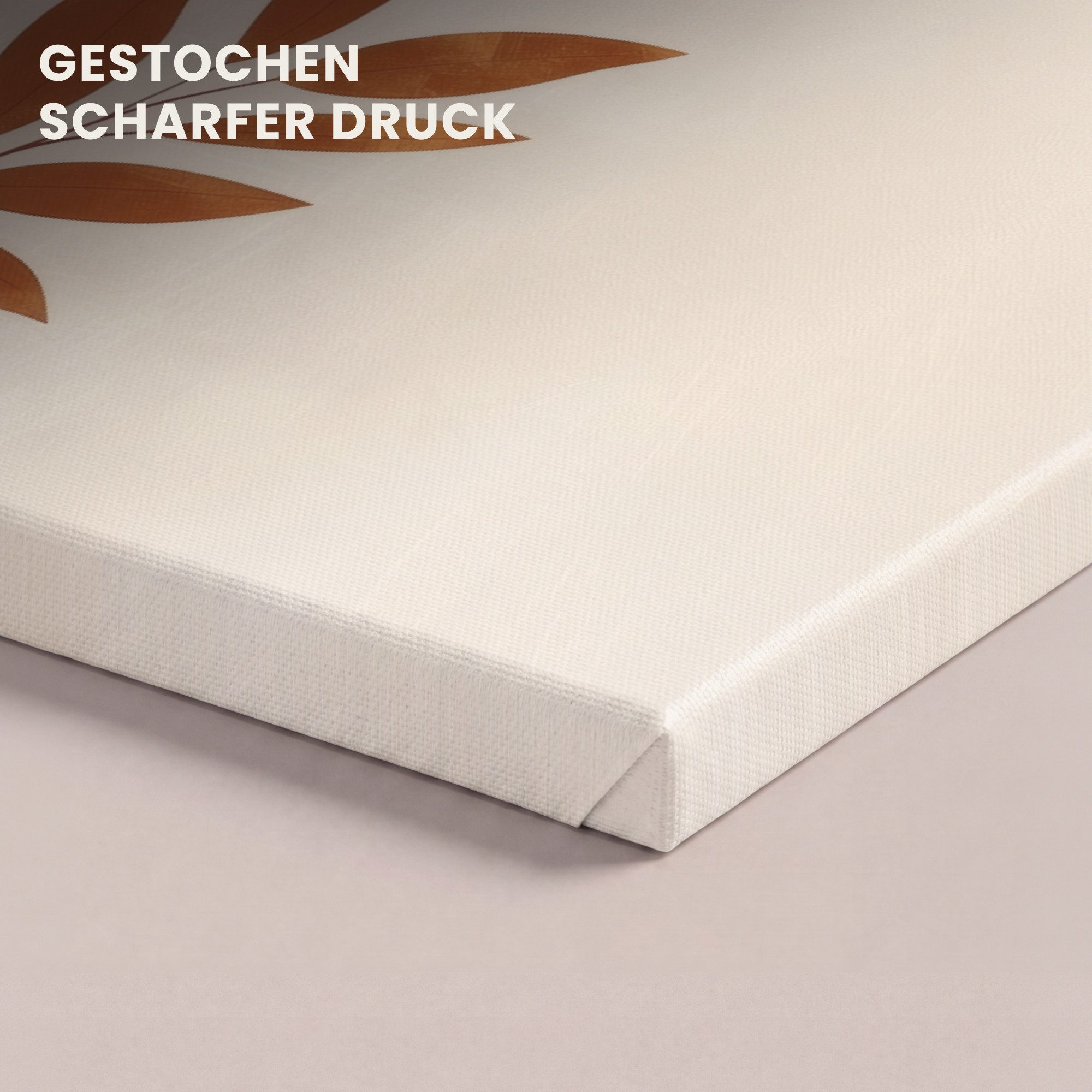 OneMillionCanvasses® Leinwandbild Formen - Rund - Blätter - Beige, Fotodruck (1 St), Leinwand Bilder Klein, Wand Dekoration Aesthetic 30x20 cm – Bild 3 von 5