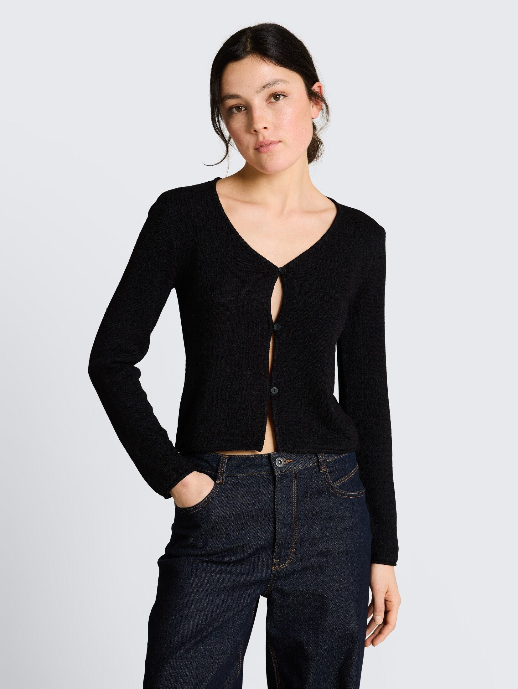 TOM TAILOR Denim Cardigan Pullover & Strickjacken Cardigan mit V-Ausschnitt