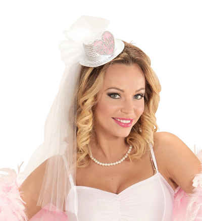 Widmann S.r.l. Kostüm Junggesellenabschied Mini Hut mit Brautschleier