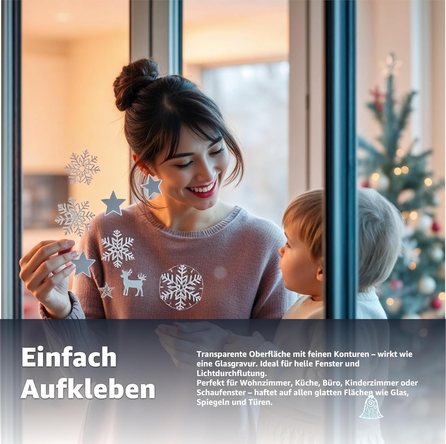 TK Gruppe Fensterbild 202-teiliges Fensterbilder Set Weihnachten – selbstklebende Aufkleber, selbstklebend