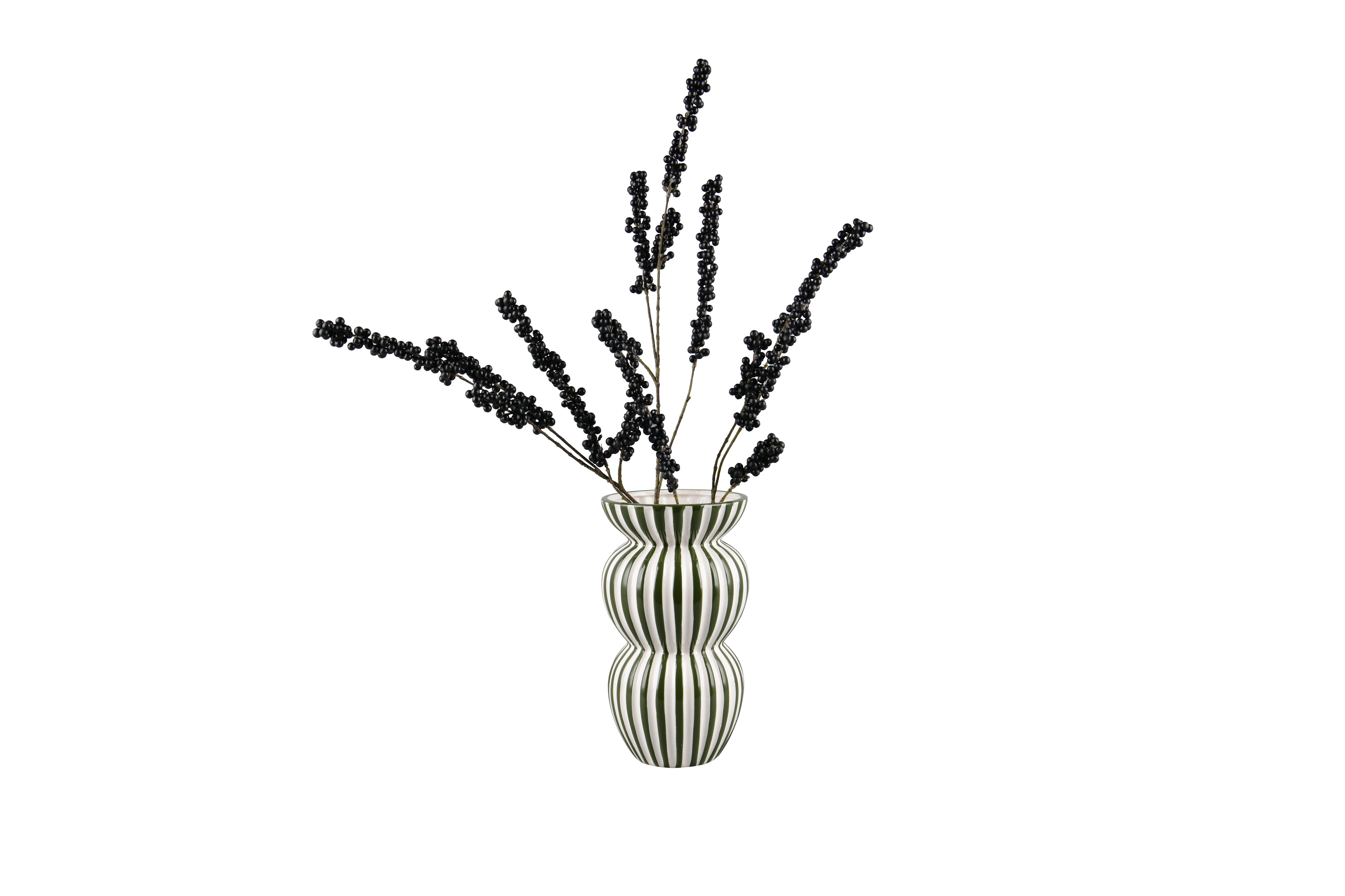 furnling Dekovase Savi, Vase mit grünen Streifen, markante Doppel-Rundung, Höhe 28 cm