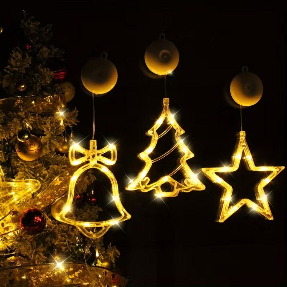 Montegoni LED-Lichtervorhang Fenster Beleuchtung mit Saugnapf, Glocke, Ster günstig online kaufen