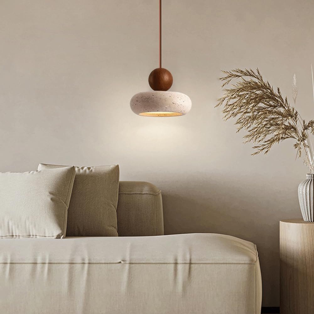 Blossom LED Pendelleuchte Travertin Pendelleuchte 3000K Warmweiß, Höhenverstellbar, Naturstein, Wabi-Sabi Hängelampe Esstischlampe für Küche, Schlafzimmer, Esszimmer
