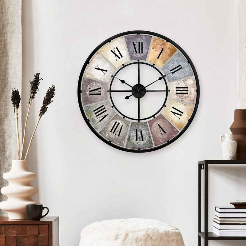 K&L Wall Art Wanduhr Große Vintage Metall Wanduhr Wohnzimmer 50cm oder 80cm Retro Uhr Küche (Used Look Metalluhr, leises Quarz Uhrwerk)