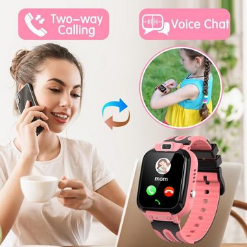 clleylise Smartwatch (Andriod iOS), Kinder uhr mit GPS und Telefon Voice Chat, SOS IP68 Wasserdicht Spiel