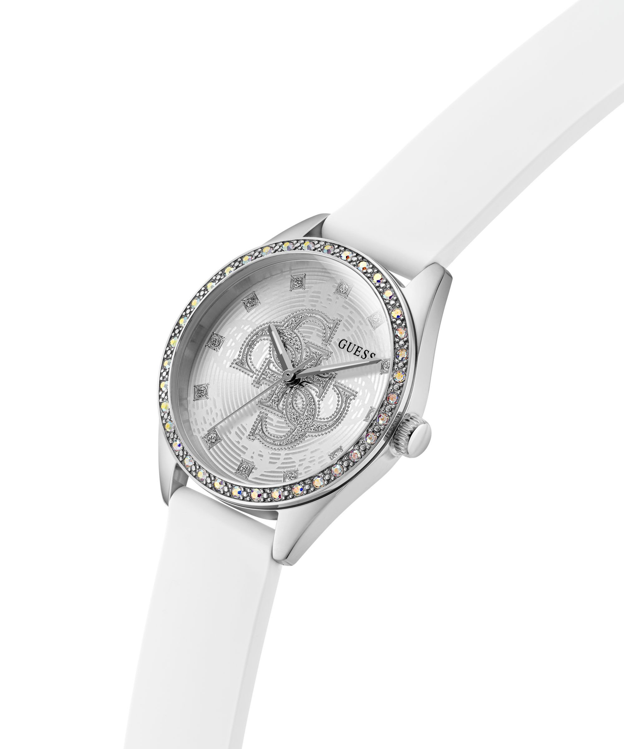 Guess Quarzuhr AVA GW1042L1, Armbanduhr, Damenuhr, Silikonarmband, analog