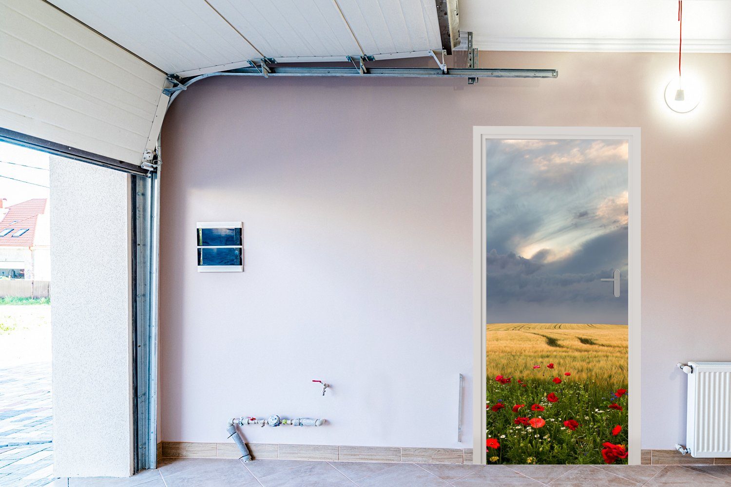- - Matt, MuchoWow (1 Tür, Wolken, Türaufkleber, Fototapete für 75x205 cm bedruckt, Weizen Türtapete Blumen St),