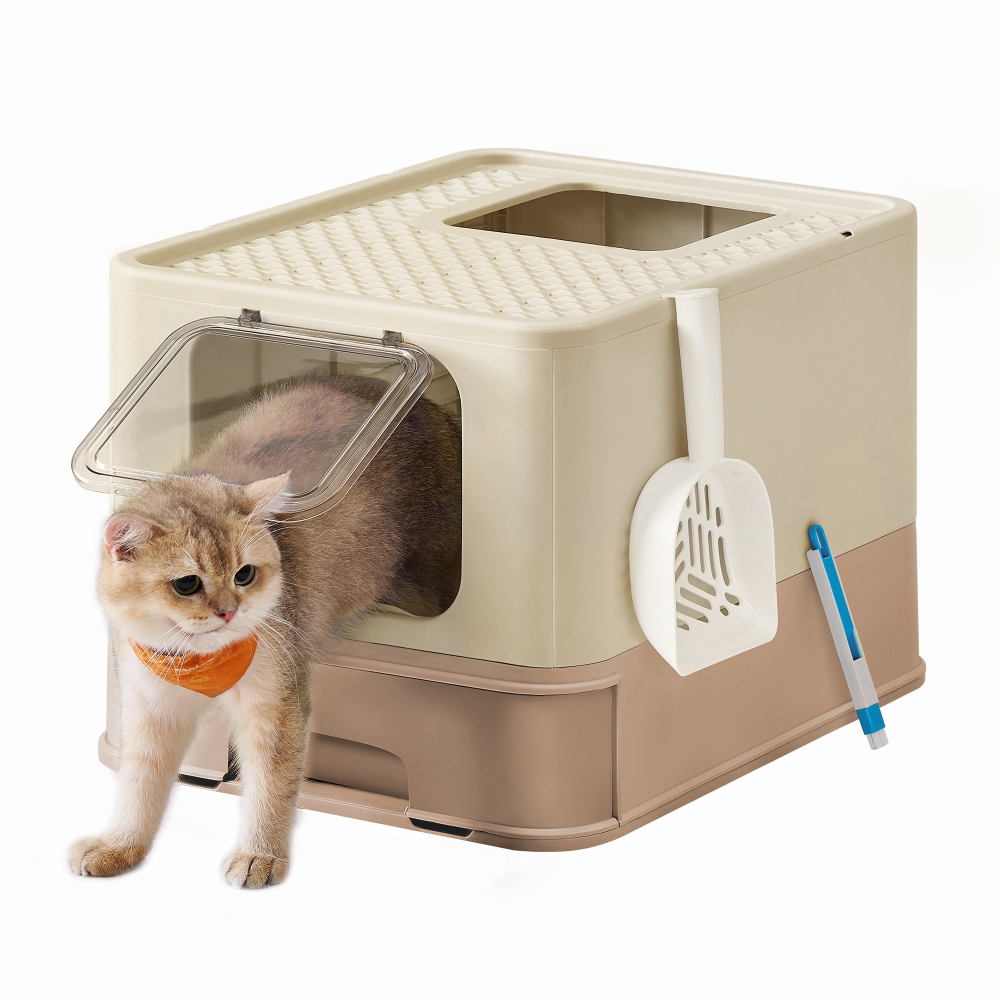 FEANDREA Katzentoilette, Katzenklo, mit Deckel, für Katzen bis 15kg