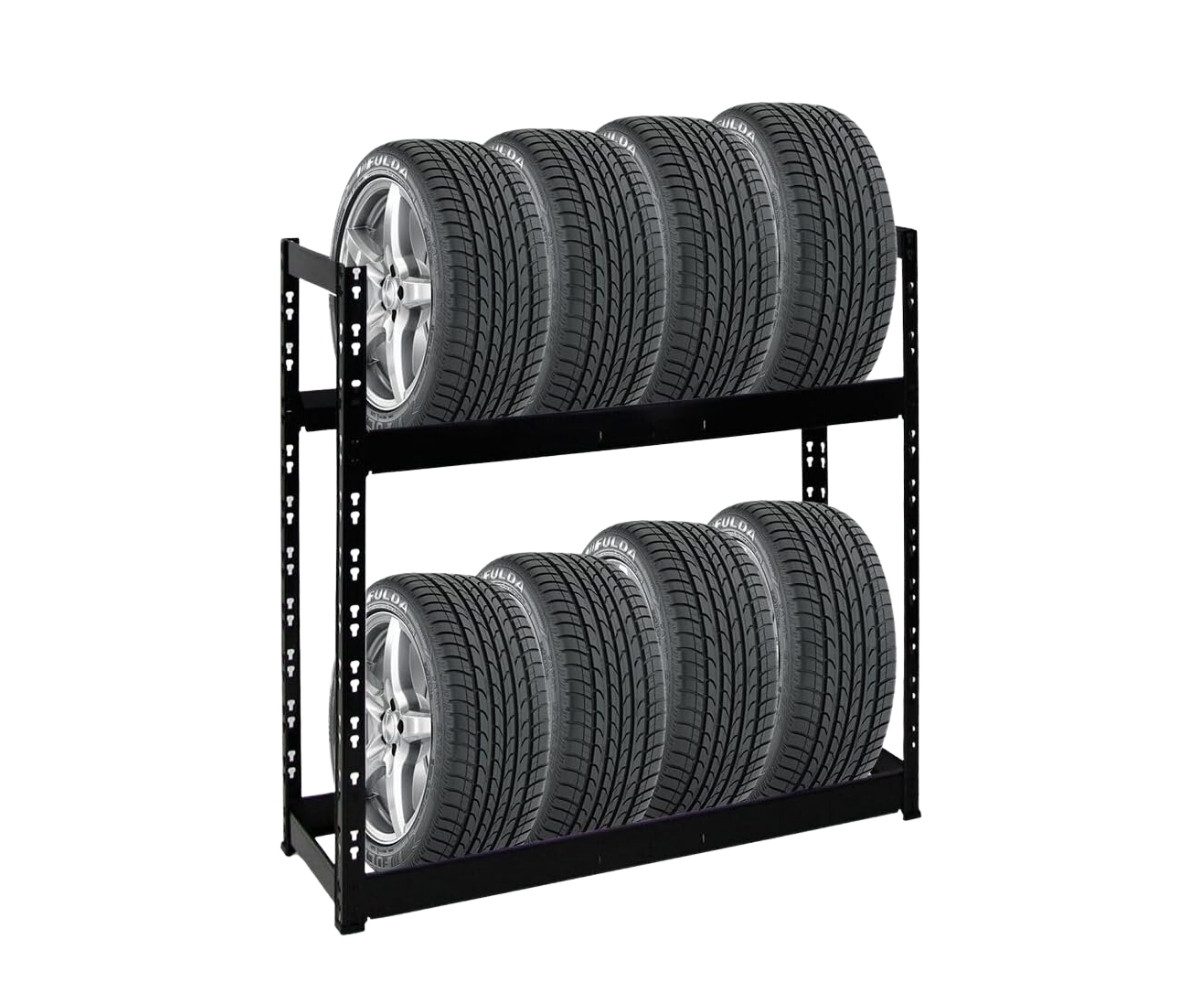 PROREGAL® Schwerlastregal Reifenregal Räderregal TIGER HxBxT 100x110x35cm 8 Reifen auf 2 Ebenen, Für 8 Winterreifen Sommerreifen Allwetterreifen bis 300kg Gesamtlast