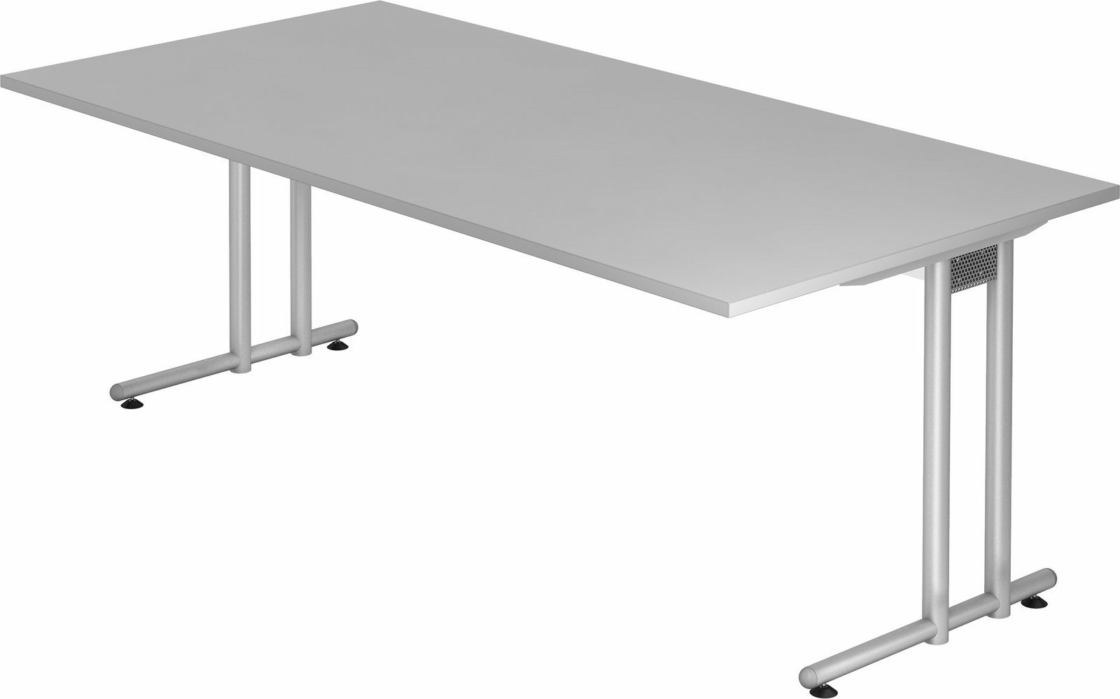 bümö Schreibtisch Schreibtisch Serie-N, Rechteck: 200 x 100 cm - Dekor: Grau