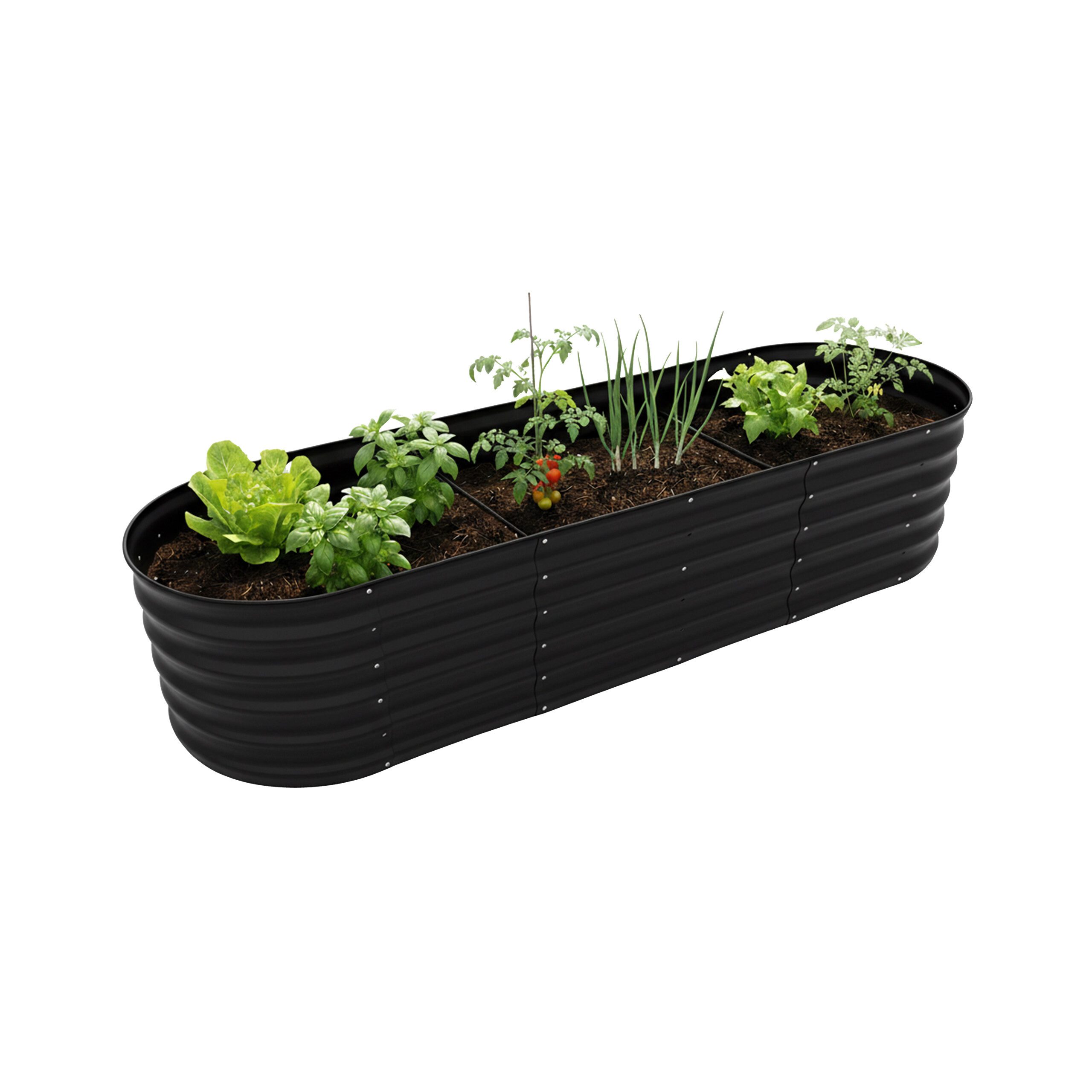 relaxdays Hochbeet Metall halbrund (1 St), schwarz
